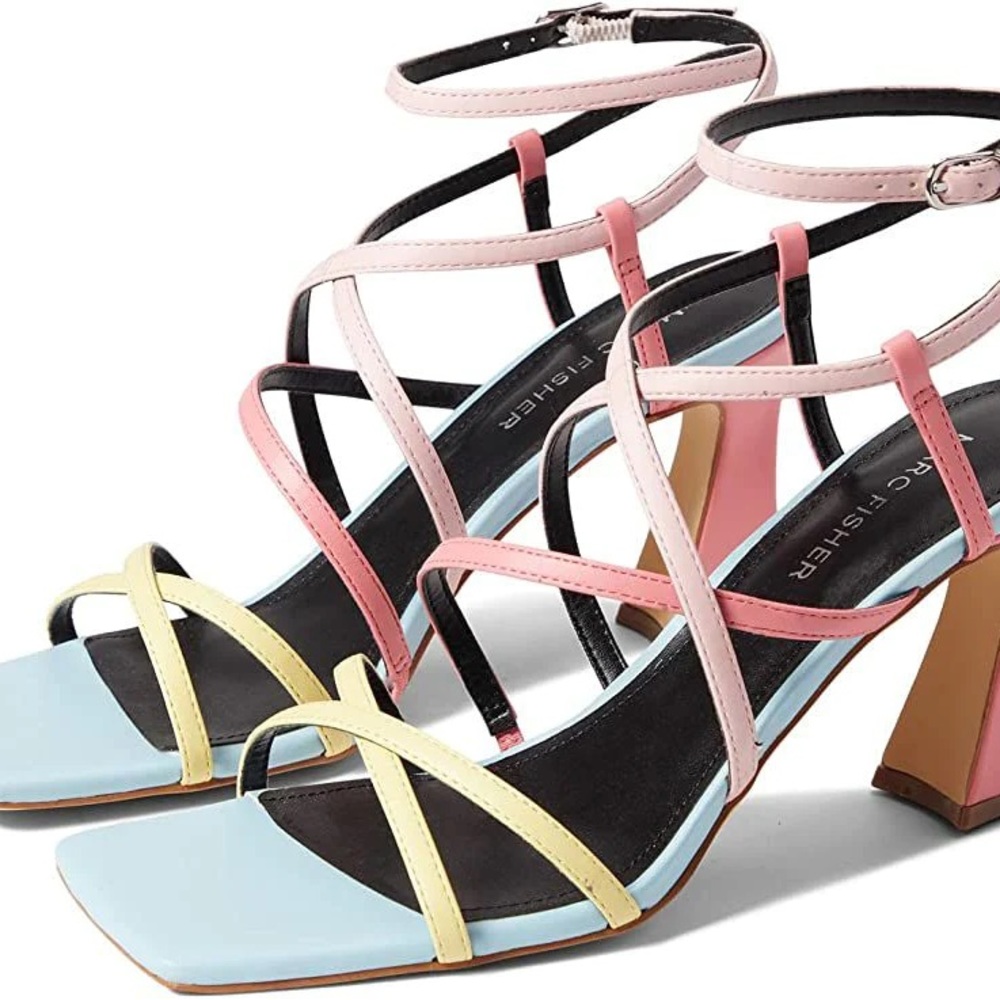 MARC FISHER Measel 2 Strappy Square Toe Heeled Sandal